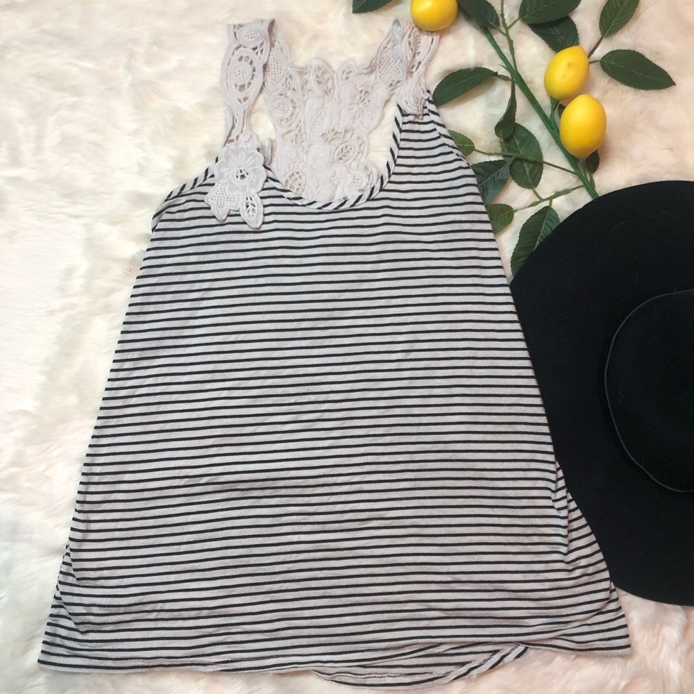 Papaya soft cotton and crochet racerback
